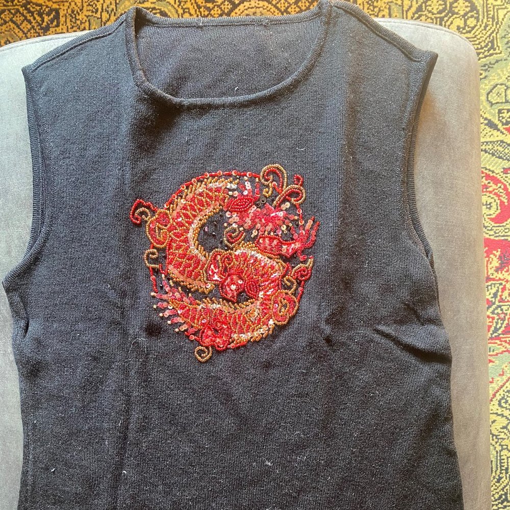 Black and Red sequined top